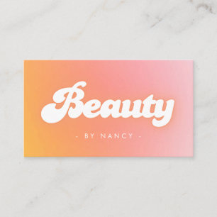 Beauty Salon Groovy Retro Peach Business Card