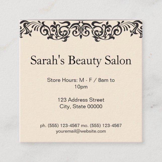 Beauty Salon | Hair Stylist Square Business Card (Front)