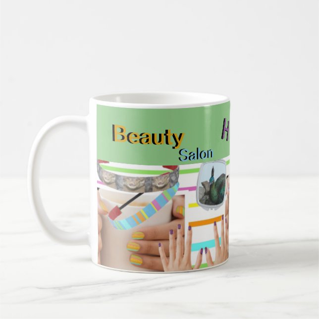 Beauty Salon HAPPY NAILS Cust. Text Coffee Mug (Left)