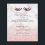 beauty salon lashes on pink marble flyer<br><div class="desc">beauty salon professional makeup artist flyer</div>