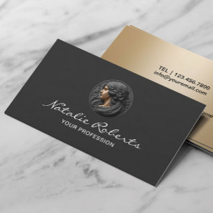 Beauty Salon Logo Hair Stylist Modern Black & Gold Business Card