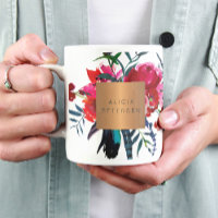 Beauty salon name glam copper watercolor flowers