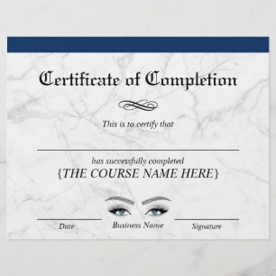 Beauty Salon Navy Marble Certificate of Completion