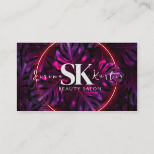 Beauty Salon Neon Abstract Woman Modern Business Card