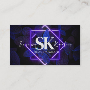 Beauty Salon Neon Abstract Woman Modern  Business Card