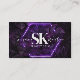 Beauty Salon Neon Abstract Woman Modern Business Card