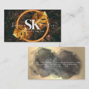 Beauty Salon Neon Abstract Woman Modern Business Card