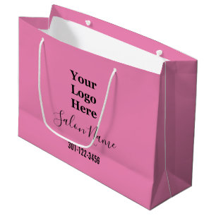Beauty Salon Pink Black Script Your Logo Here Large Gift Bag