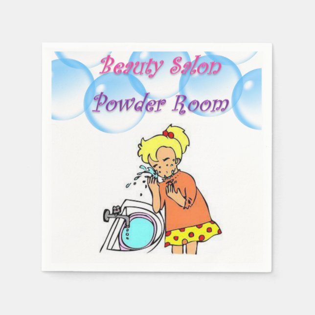 Beauty Salon Powder Room Paper Napkins (Front)