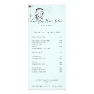 Beauty Salon Price and Services  Rack Card