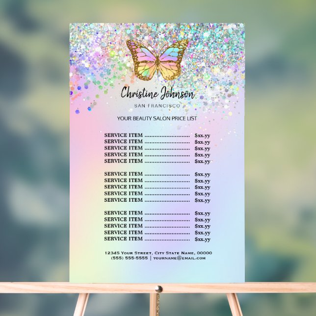 beauty salon price list acrylic sign (Neutral)