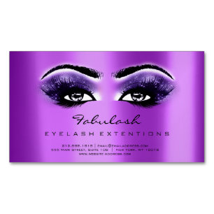 Beauty Salon Purple RSVP Adress Makeup Lashes Magnetic Business Card