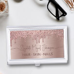 Beauty Salon Rose Gold Brushed Metal Glitter Drips Business Card Holder<br><div class="desc">Elevate your beauty business with our Beauty Salon Rose Gold Brushed Metal Glitter Drips Business Card Case! Add a touch of elegance and glamour with gold rose glitter drips on a brushed metal backdrop, capturing the essence of your services. Personalize it with your name to make a statement that's uniquely...</div>