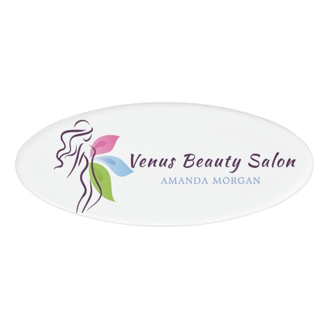 Beauty Salon Spa Logo Design Personalized Name Tag (Front)