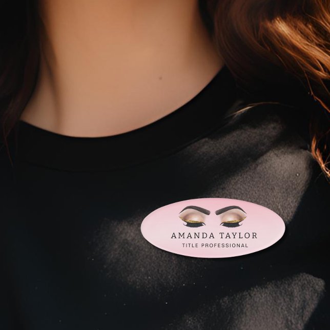Beauty Salon Spa Makeup Pink Professional  Name Tag (Creator Uploaded)