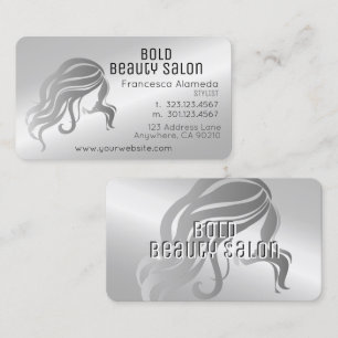 Beauty Salon Stylist Metallic Platinum Silver Business Card