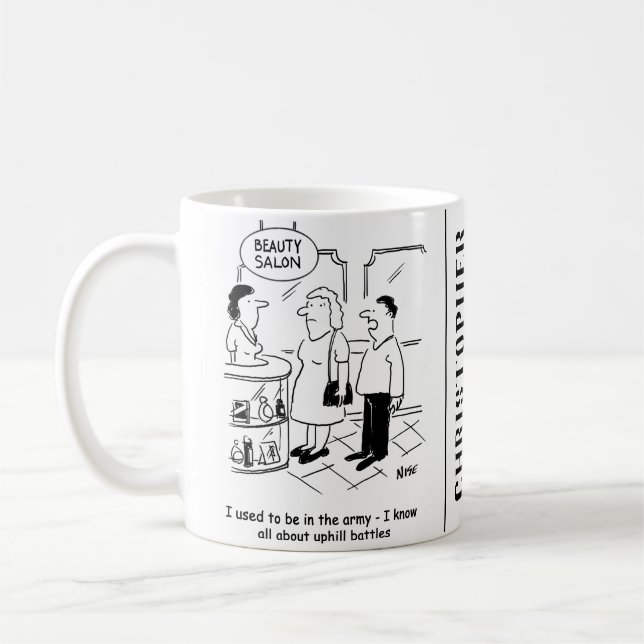 Beauty Salon & Uphill Battles Coffee Mug (Left)