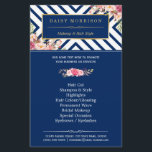 Beauty Salon Vintage Floral Navy Blue Stripes Flyer<br><div class="desc">Beauty Salon Vintage Floral Navy Blue Stripes Flyer. 
(1) For further customization,  please click the "customize further" link and use our design tool to modify this template. 
(2) If you need help or matching items,  please contact me.</div>