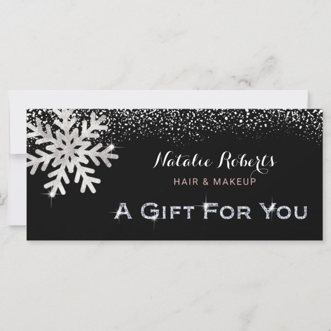 Beauty Salon Winter Snowflakes Gift Certificate (Front)