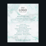 beauty salon your logo on teal marble flyer<br><div class="desc">beauty salon professional makeup artist flyer</div>