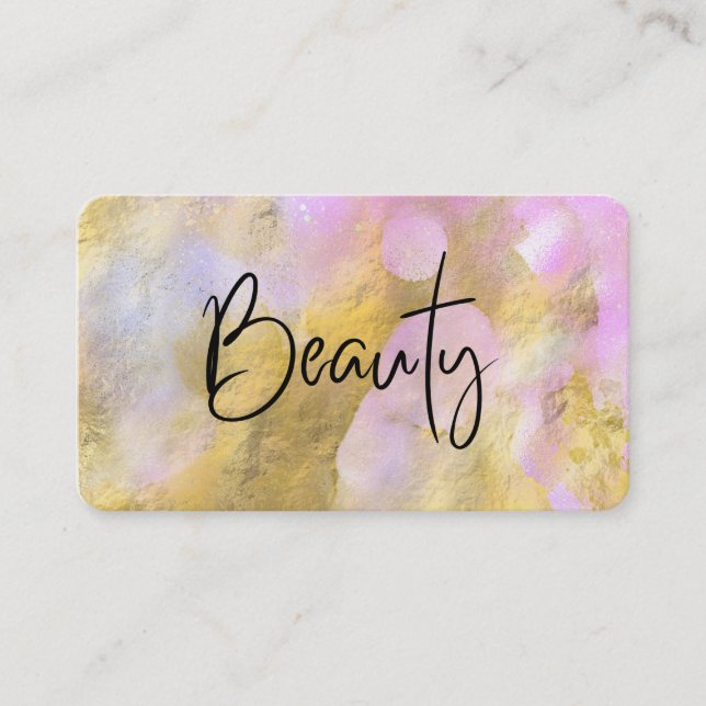 *~* BEAUTY Script Gold Foil Carte de visite rose (Devant)