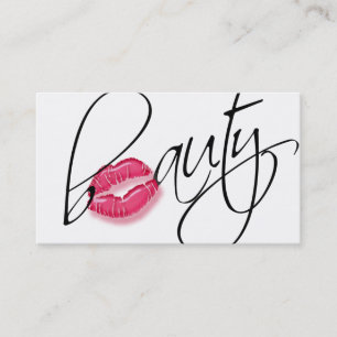 Beauty Signature Script Pink Glossy Lips Black Business Card