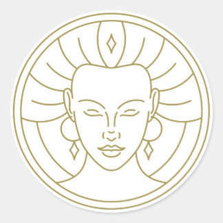 Beauty Sleeping Woman Face Line Art Design Sticker