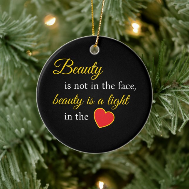 Beauty Slogan Ceramic Ornament (Tree)