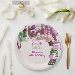Beauty spa birthday party paper plate
