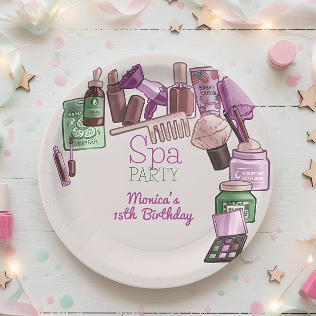 Beauty spa birthday party paper plate (Creator Uploaded)