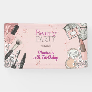 Beauty spa girly dusty rose birthday party banner