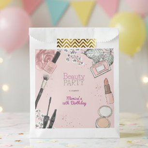 Beauty spa girly dusty rose birthday party favour bag