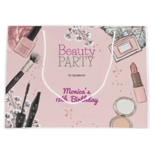 Beauty spa girly dusty rose birthday party large gift bag