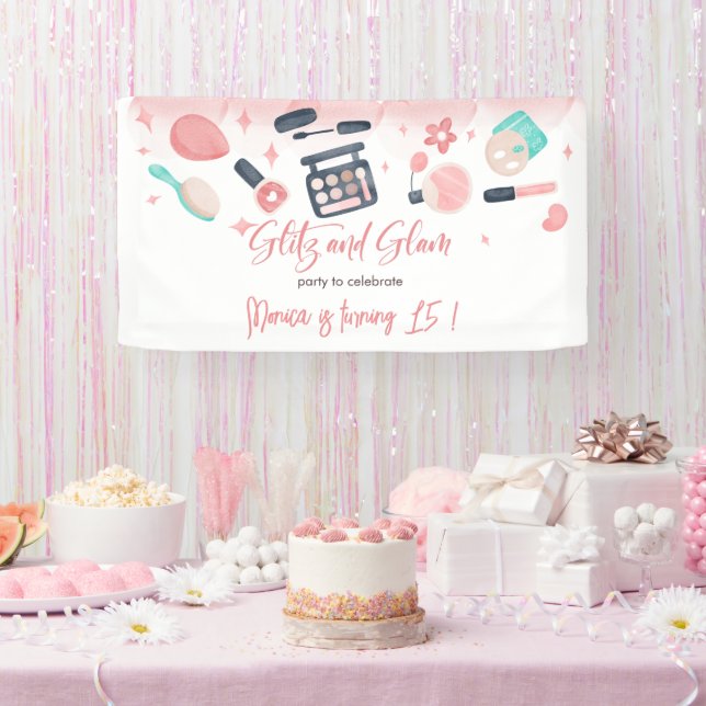 Beauty spa glitz and glam birthday party banner (Party)