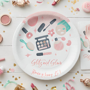 Beauty spa glitz and glam birthday party paper plate