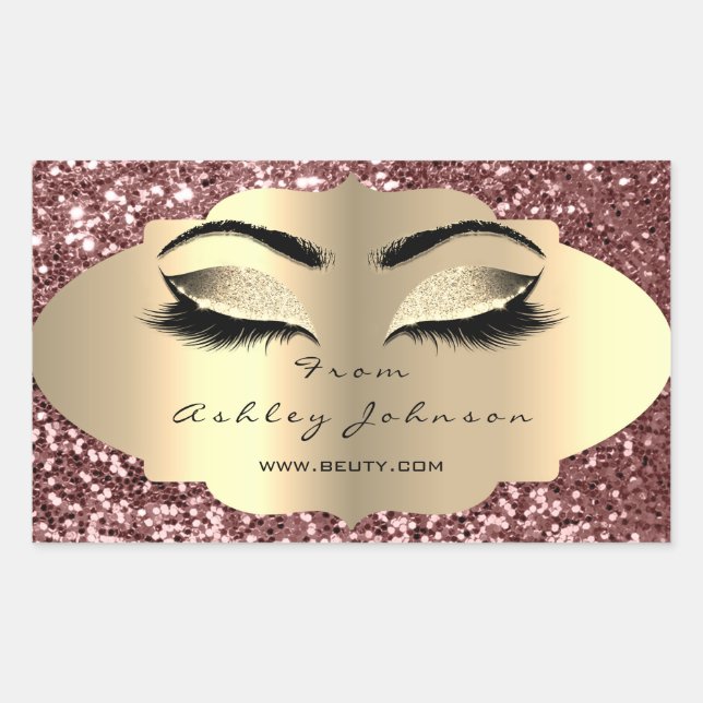 Beauty Spark Glitter Rose Gold Lash Eyes Square Sticker (Front)