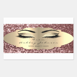 Beauty Spark Glitter Rose Gold Lash Eyes Square Sticker