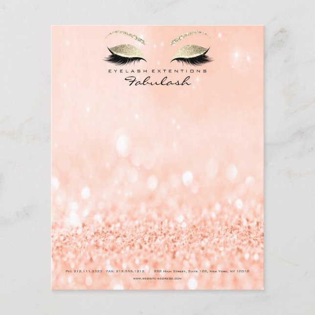 Beauty Studio Lashes Makeup Stylist Gold Peach Flyer (Front)