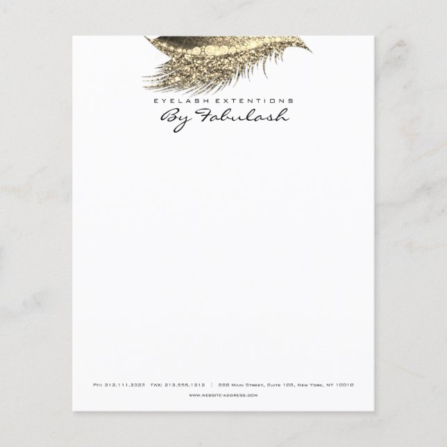 Beauty Studio Lashes Makeup Stylist Gold White Flyer (Front)