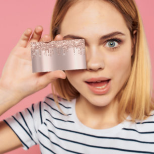 Beauty Studio Spa Lash Rose Gold Drips Spark Business Card