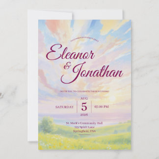 Beauty Sunset Watercolor Wedding Invitation