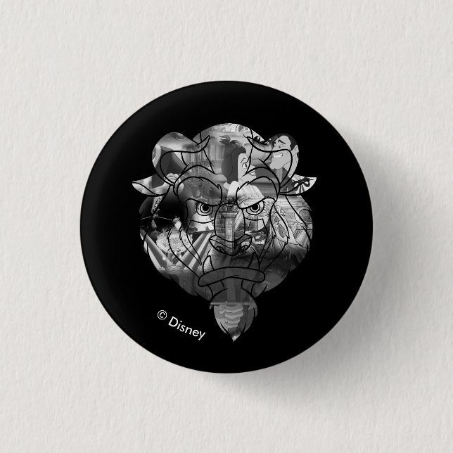 Beauty & The Beast | B&W Collage 1 Inch Round Button (Front)