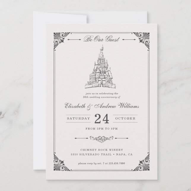 Beauty & the Beast Castle Wedding Anniversary Invitation (Front)