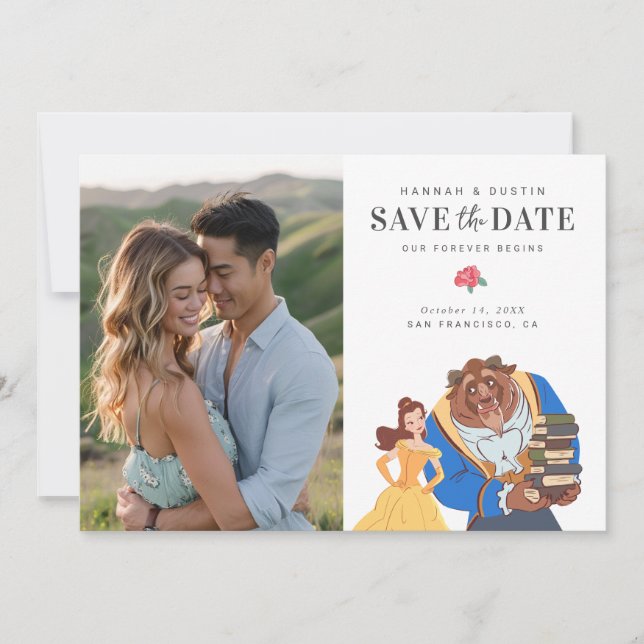 Beauty & the Beast Fairytale Photo Save The Date (Front)