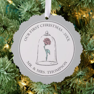 Beauty & the Beast   Our First Christmas - Wedding Ornament Card