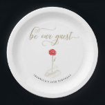 Beauty & the Beast Paper Napkins Plate<br><div class="desc">A Beauty and the Beast-inspired red rose encircled in gold shimmer personalized for your special occasion.</div>