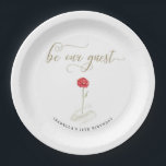 Beauty & the Beast Paper Napkins Plate<br><div class="desc">A Beauty and the Beast-inspired red rose encircled in gold shimmer personalized for your special occasion.</div>