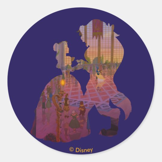 Beauty & The Beast | Silouette Dancing Classic Round Sticker