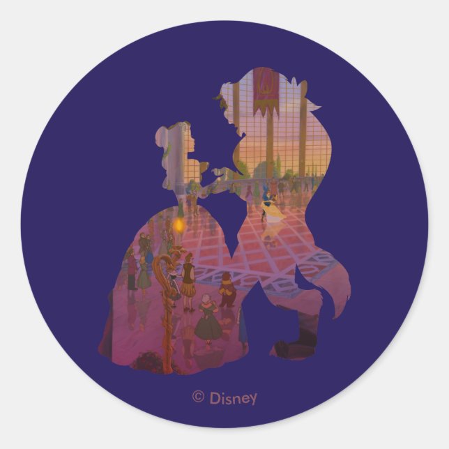 Beauty & The Beast | Silouette Dancing Classic Round Sticker (Front)