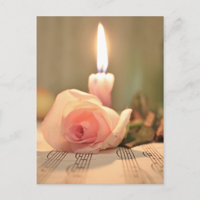 Beauty treatment-pink rose and candle postcard (Front)